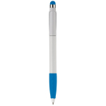 Penna touch in plastica con impugnatura colorata e inchiostro blu color azzurro quarta vista