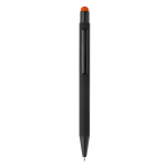 Penna in metallo con gommino touch colorato e inchiostro blu color arancione seconda vista