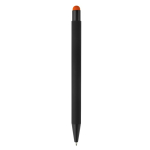 Penna in metallo con gommino touch colorato e inchiostro blu color arancione quarta vista