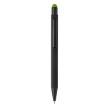 Penna in metallo con gommino touch colorato e inchiostro blu color lime seconda vista