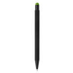 Penna in metallo con gommino touch colorato e inchiostro blu color lime quarta vista