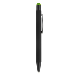 Penna in metallo con gommino touch colorato e inchiostro blu color lime quinta vista