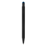 Penna in metallo con gommino touch colorato e inchiostro blu color blu scuro quarta vista