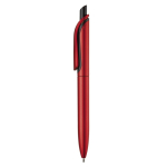 Penna a sfera in plastica metallizzata con clip solida e refill jumbo blu color rosso terza vista