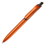 Penna a sfera in plastica metallizzata con clip solida e refill jumbo blu color arancione