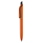 Penna a sfera in plastica metallizzata con clip solida e refill jumbo blu color arancione terza vista