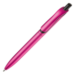 Penna a sfera in plastica metallizzata con clip solida e refill jumbo blu color rosa
