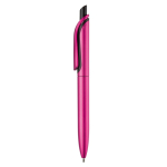 Penna a sfera in plastica metallizzata con clip solida e refill jumbo blu color rosa terza vista