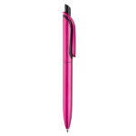 Penna a sfera in plastica metallizzata con clip solida e refill jumbo blu color rosa quinta vista