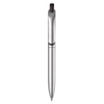 Penna a sfera in plastica metallizzata con clip solida e refill jumbo blu color argento seconda vista