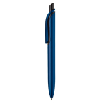Penna a sfera in plastica metallizzata con clip solida e refill jumbo blu color blu scuro terza vista