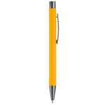Penna in alluminio con finitura soft-touch e inchiostro blu color giallo quinta vista