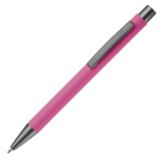 Penna in alluminio con finitura soft-touch e inchiostro blu color rosa terza vista