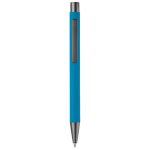 Penna in alluminio con finitura soft-touch e inchiostro blu color azzurro seconda vista