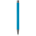 Penna in alluminio con finitura soft-touch e inchiostro blu color azzurro quarta vista