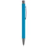 Penna in alluminio con finitura soft-touch e inchiostro blu color azzurro quinta vista