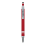 Penna con finitura soft-touch 3 anelli argentati e inchiostro blu color rosso seconda vista