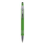 Penna con finitura soft-touch 3 anelli argentati e inchiostro blu color lime seconda vista