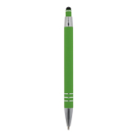 Penna con finitura soft-touch 3 anelli argentati e inchiostro blu color lime quarta vista