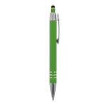 Penna con finitura soft-touch 3 anelli argentati e inchiostro blu color lime quinta vista