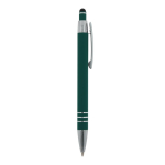 Penna con finitura soft-touch 3 anelli argentati e inchiostro blu color verde scuro quinta vista