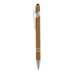 Penna touch in alluminio con logo e inchiostro blu color camel