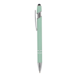 Penna touch in alluminio con logo e inchiostro blu color verde menta