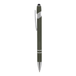 Penna touch in alluminio con logo e inchiostro blu color verde militare
