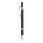 Penna touch in alluminio con logo e inchiostro blu color marrone scuro