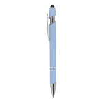 Penna touch in alluminio con logo e inchiostro blu color azzurro pastello