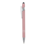 Penna touch in alluminio con logo e inchiostro blu color rosa pastello
