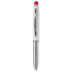 Penna touch cromata con cappuccio, luce a LED e inchiostro blu color rosso seconda vista