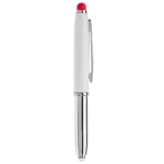 Penna touch cromata con cappuccio, luce a LED e inchiostro blu color rosso quinta vista