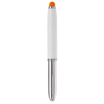 Penna touch cromata con cappuccio, luce a LED e inchiostro blu color arancione quarta vista