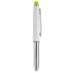 Penna touch cromata con cappuccio, luce a LED e inchiostro blu color verde chiaro  quinta vista