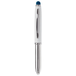 Penna touch cromata con cappuccio, luce a LED e inchiostro blu color blu scuro seconda vista