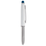 Penna touch cromata con cappuccio, luce a LED e inchiostro blu color blu scuro quinta vista
