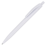Penna a sfera in plastica per marcatura aziendale con inchiostro blu color bianco terza vista