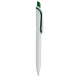 Penna in plastica bianca con pulsante in colori vivaci fatta in EU color verde scuro quinta vista