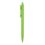 Penna a scatto in plastica bianca con clip colorata e inchiostro blu color lime