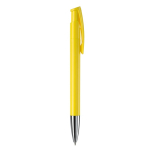 Penna a pulsante in plastica con inchiostro blu e prodotta in Germania color giallo quinta vista