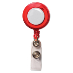Porta badge pubblicitario allungabile 900cm clip in metallo Extend color rosso trasparente