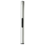 Accendino elettrico cilindrico in alluminio con pulsante laterale color argento seconda vista