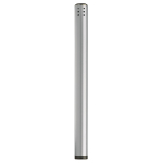 Accendino elettrico cilindrico in alluminio con pulsante laterale color argento terza vista