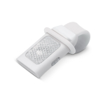 Torcia con luce LED e cinturino pieghevole in silicone per agganciarla color bianco seconda vista
