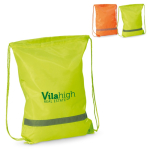 Zainetto a sacca in poliestere con fascia riflettente orizzontale
