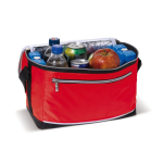 Borsa frigo in poliestere con tracolla regolabile e tasca frontale color rosso seconda vista