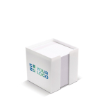 Cubo di plastica bianco porta notes con 800 foglietti da 90g/m² vista area di stampa