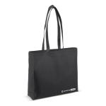 Borsa ecologica in rPET 100 g/m² con manici lunghi e soffietto color nero