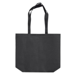 Borsa ecologica in rPET 100 g/m² con manici lunghi e soffietto color nero terza vista